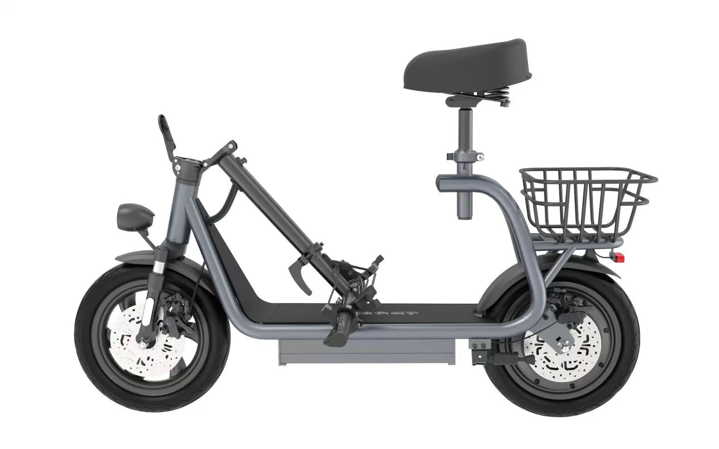NANROBOT M5 PRO Gray electric scooter with a seat and basket on a white background