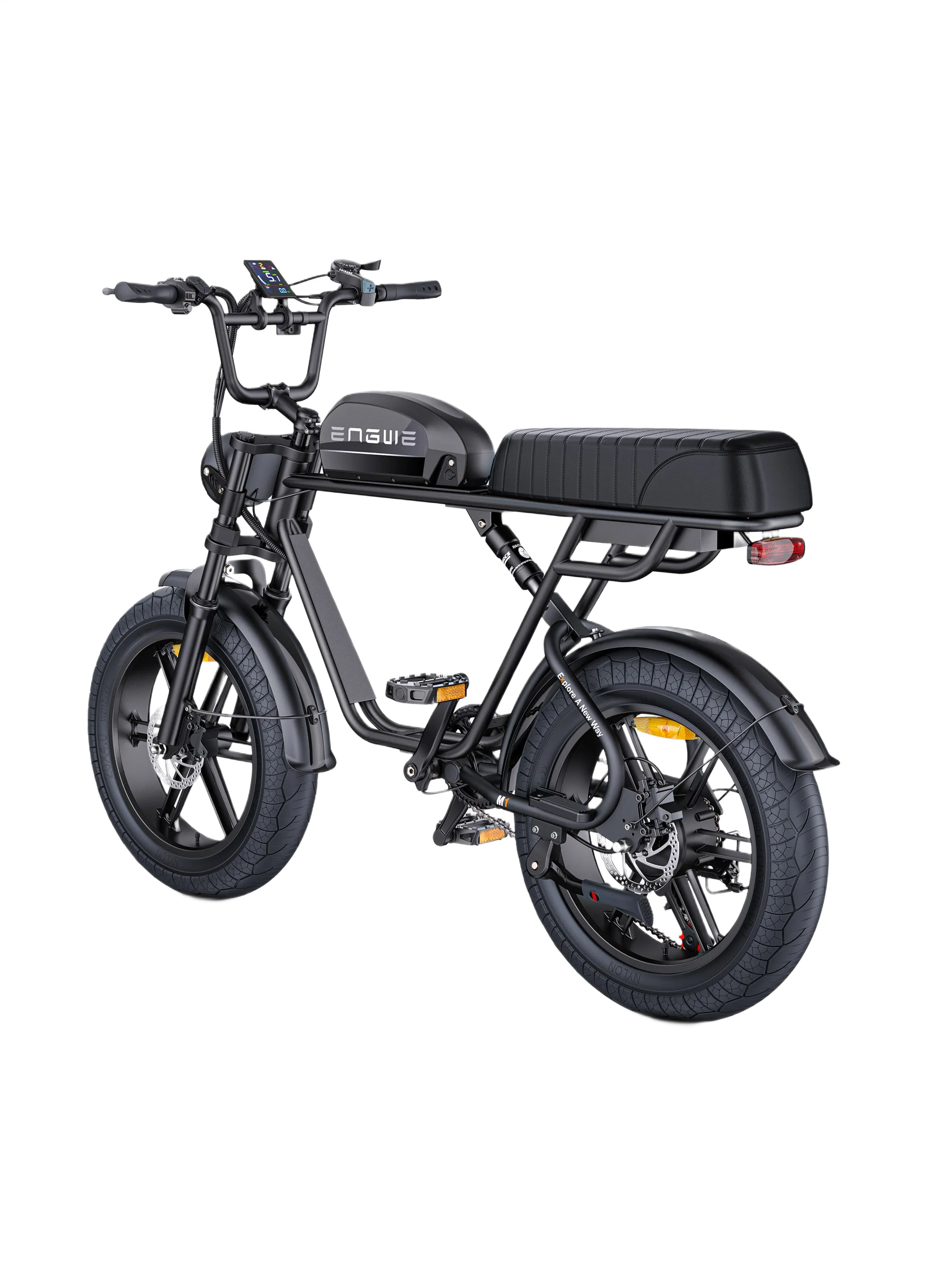 ENGWE M1 Yellow electric bike with a brown seat on a white background