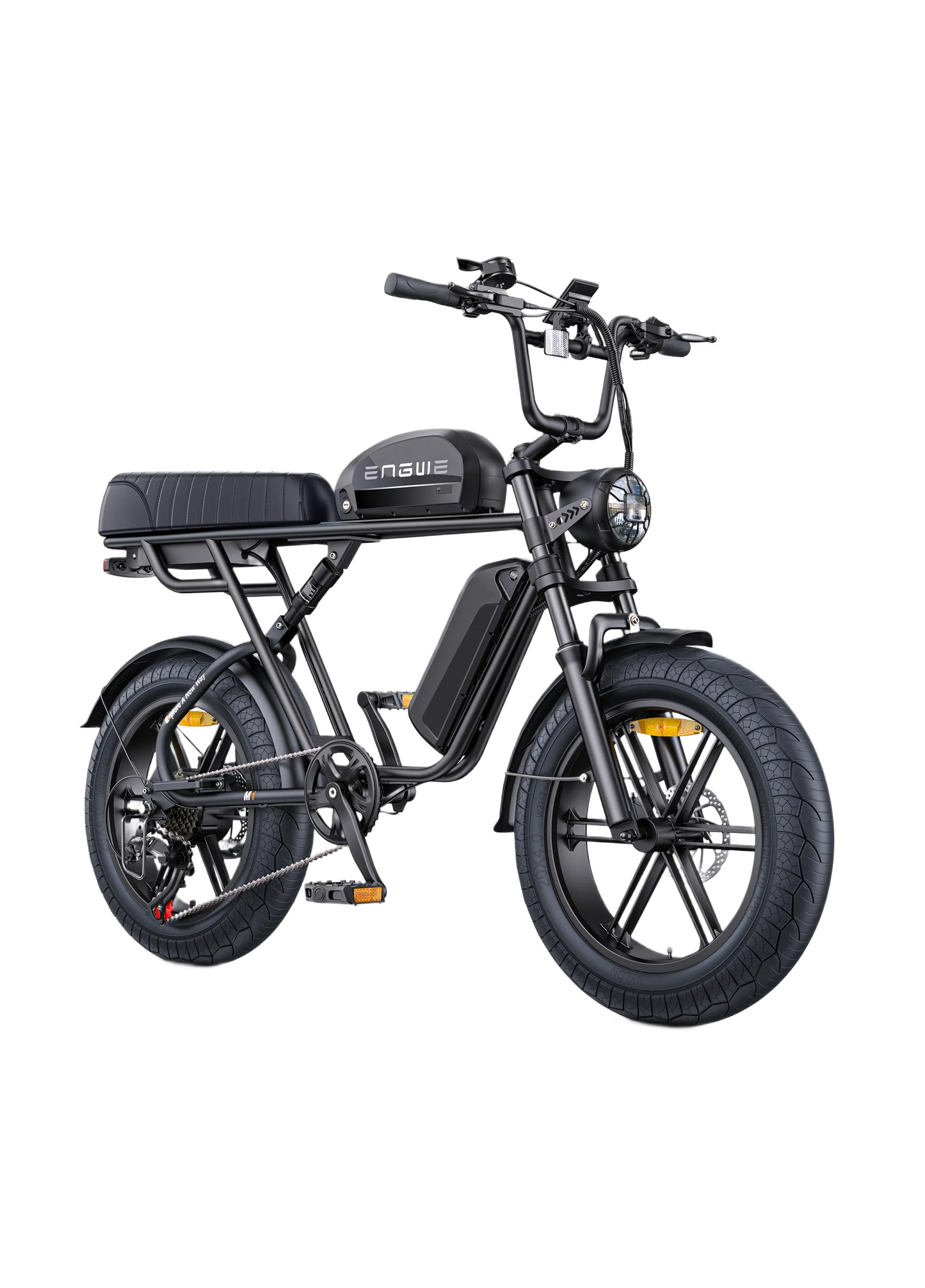 ENGWE M1 Yellow electric bike with a brown seat on a white background