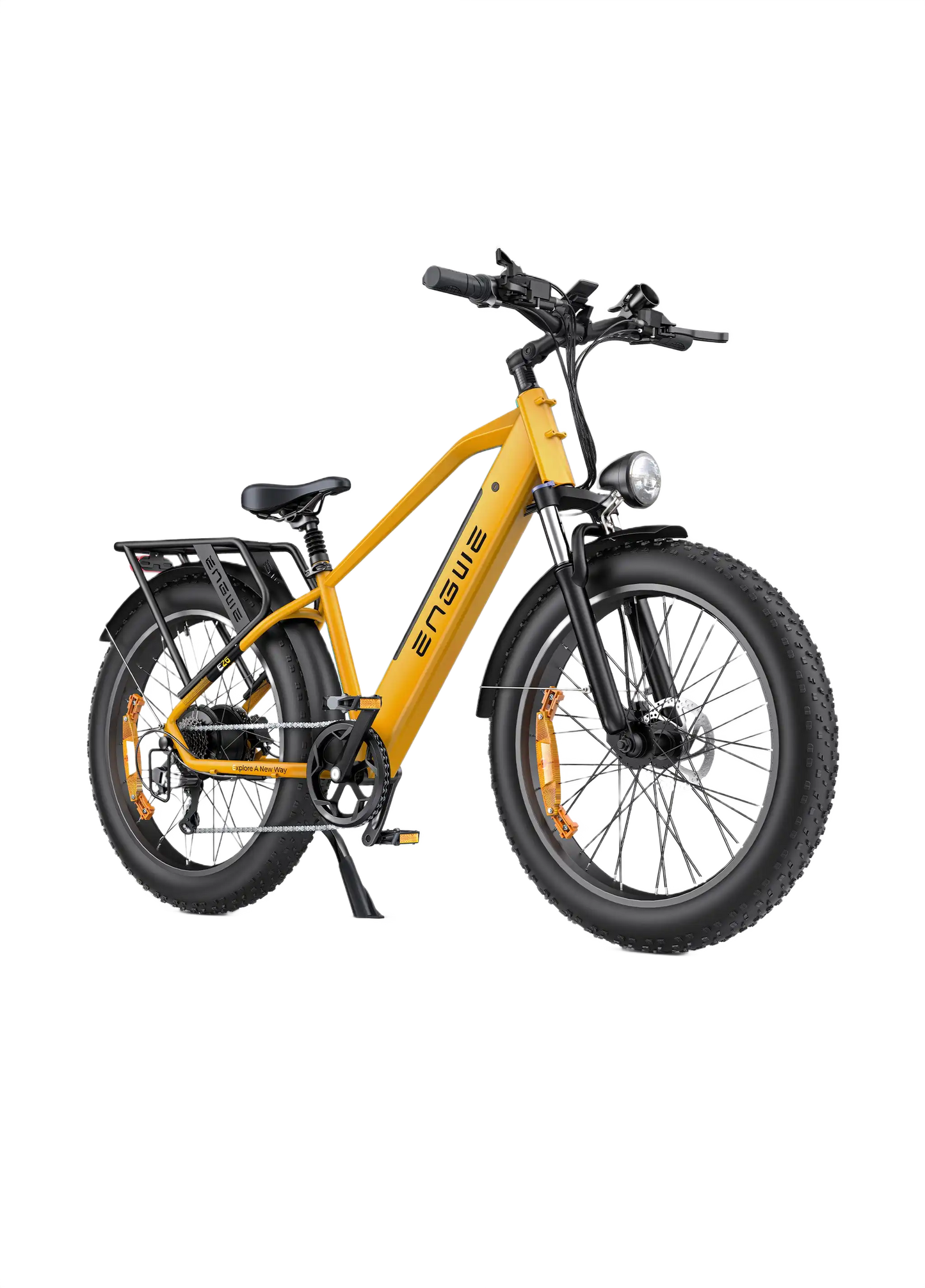 ENGWE E26 Orange electric bike with black wheels on a white background