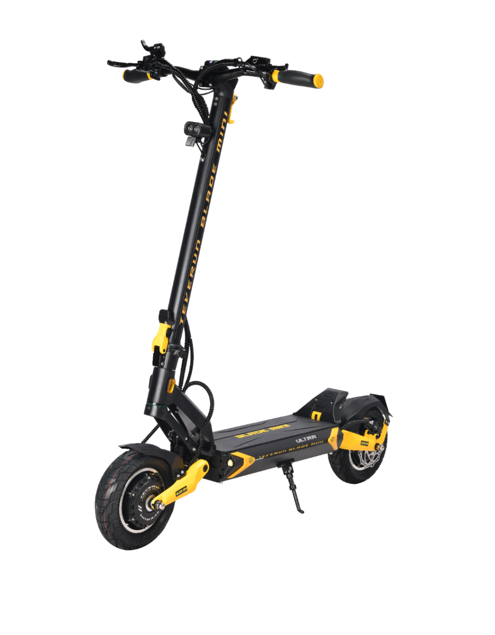 TEVERUN BLADE MINI ULTRA Black and yellow electric scooter on a white background