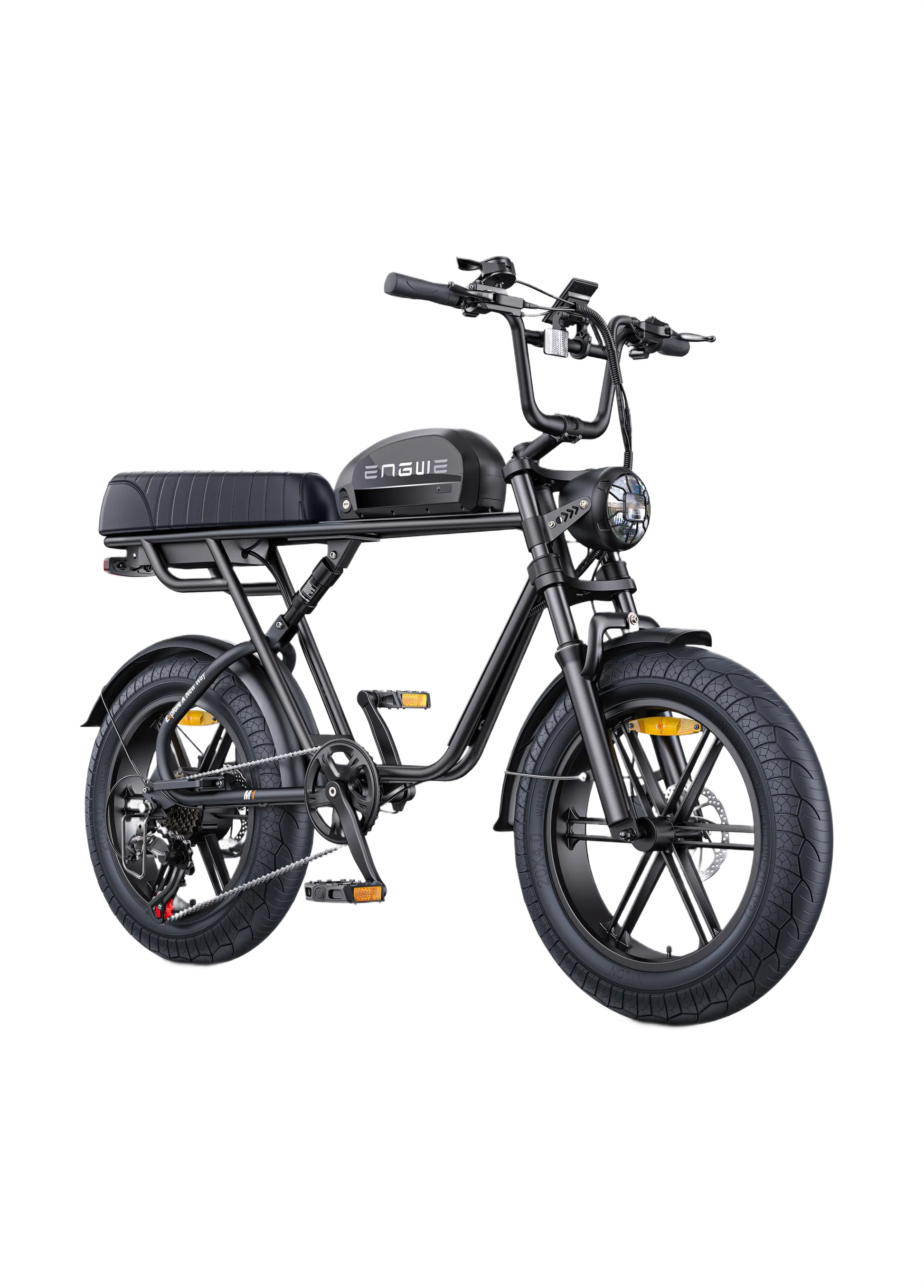 ENGWE M1 Yellow electric bike with a brown seat on a white background