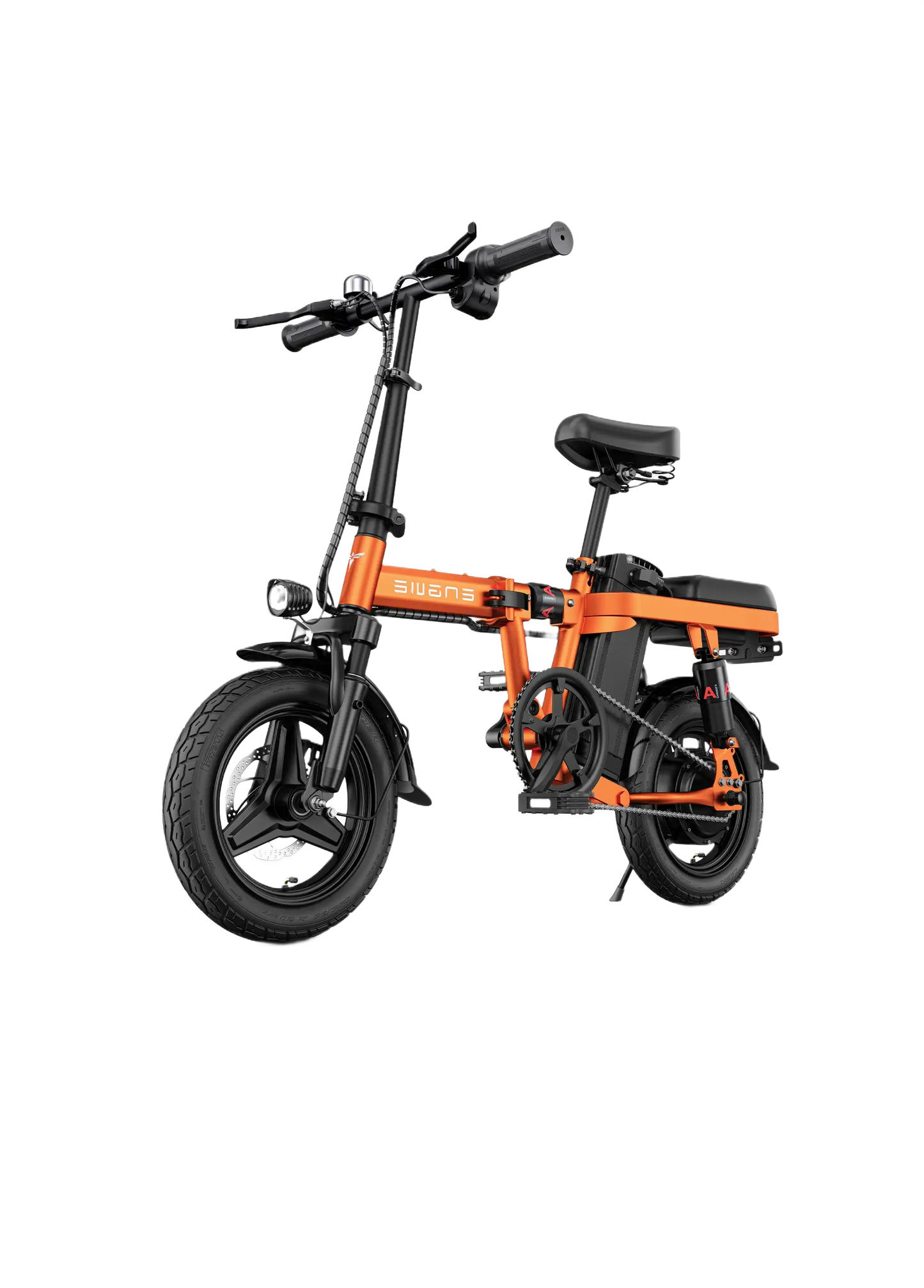 ENGWE T14 Orange electric bike with black seat on a white background
