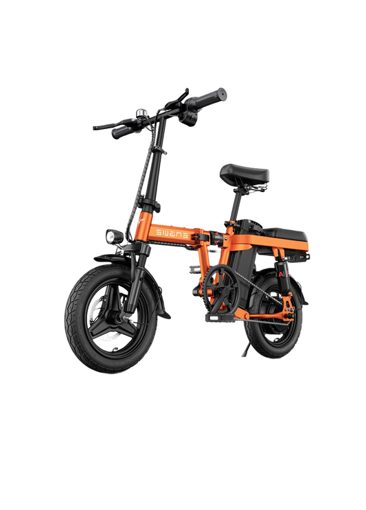 ENGWE T14 Orange electric bike with black seat on a white background
