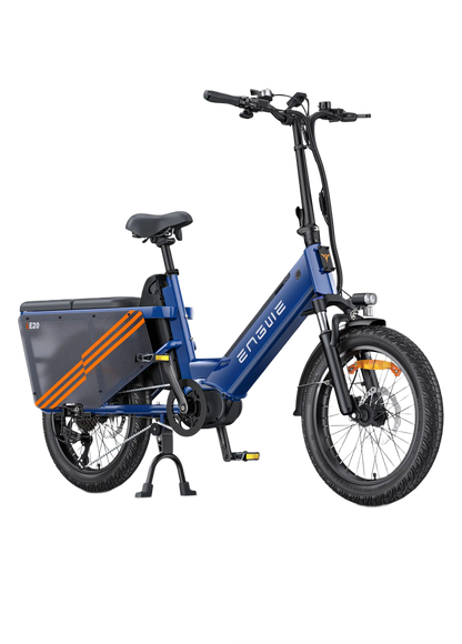 ENGWE LE20 blue electric bike with orange accents on a white background