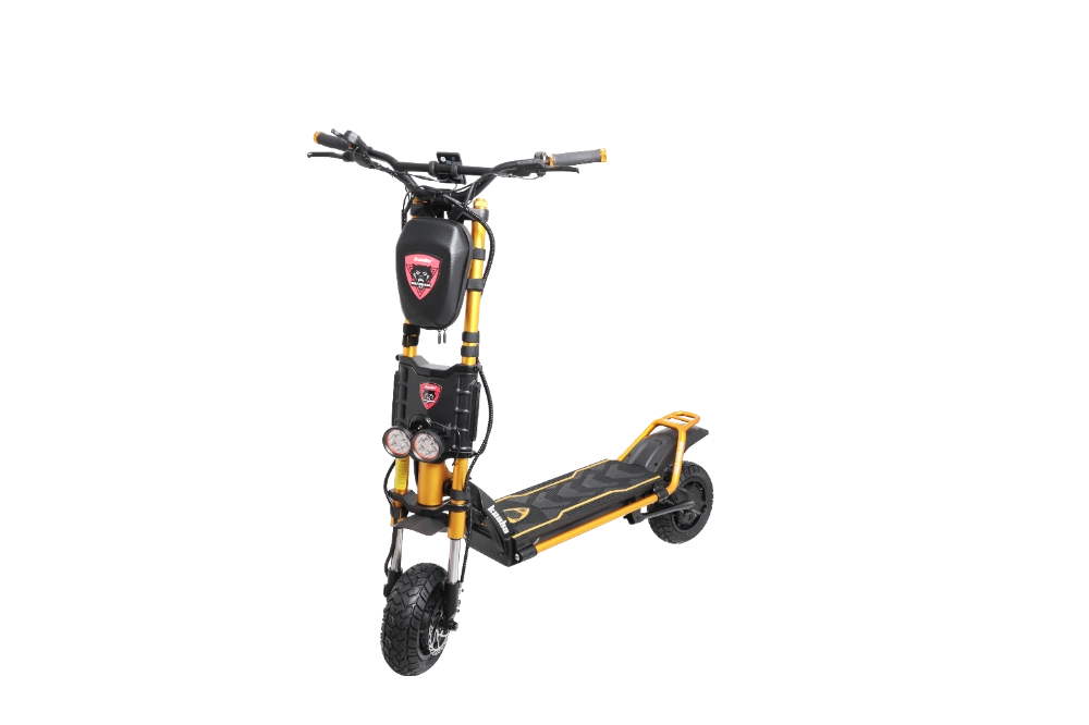 Kaabo Wolf King GTR MAX GOLD Gold and black electric scooter on a white background