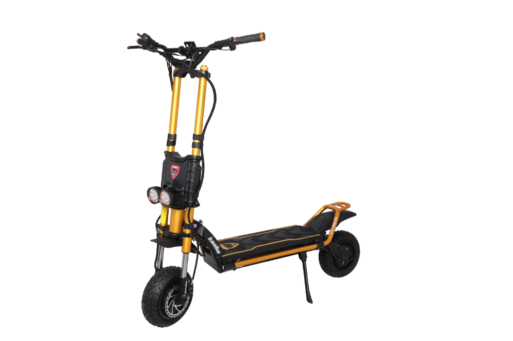 Kaabo Wolf King GTR MAX GOLD Gold and black electric scooter on a white background