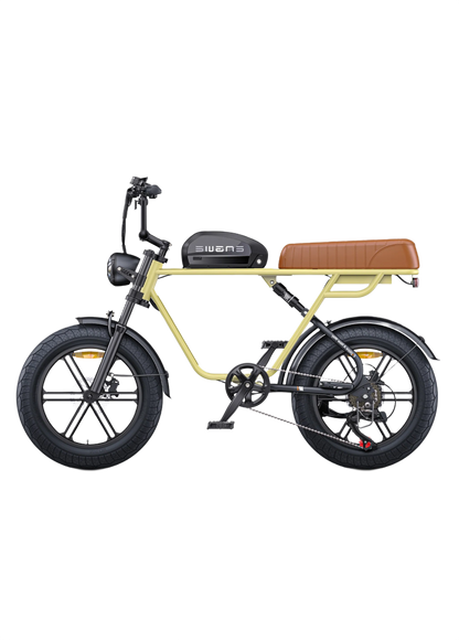 ENGWE M1 Yellow electric bike with a brown seat on a white background