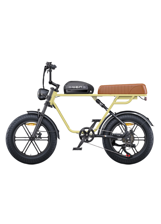 ENGWE M1 Yellow electric bike with a brown seat on a white background