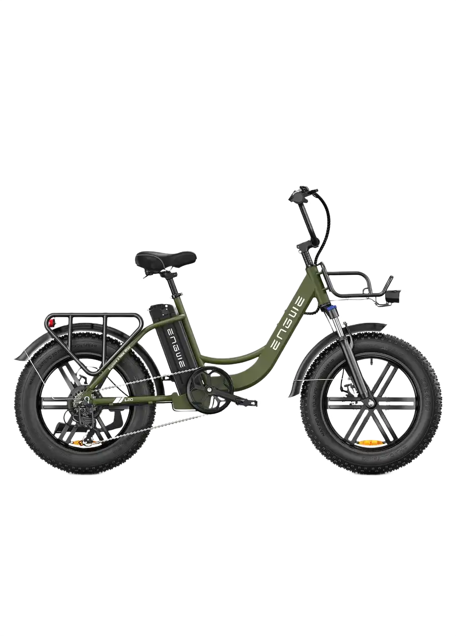 ENGWE L20 green electric bike with black details on a white background