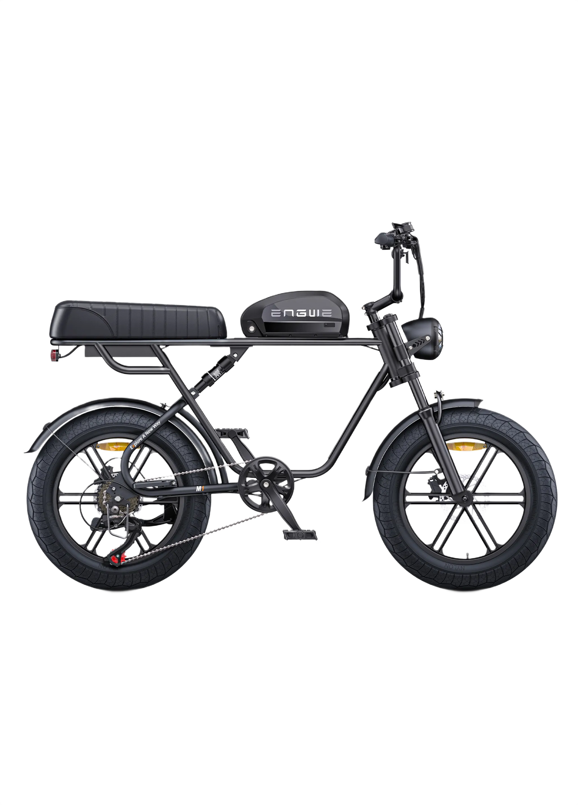 ENGWE M1 Yellow electric bike with a brown seat on a white background