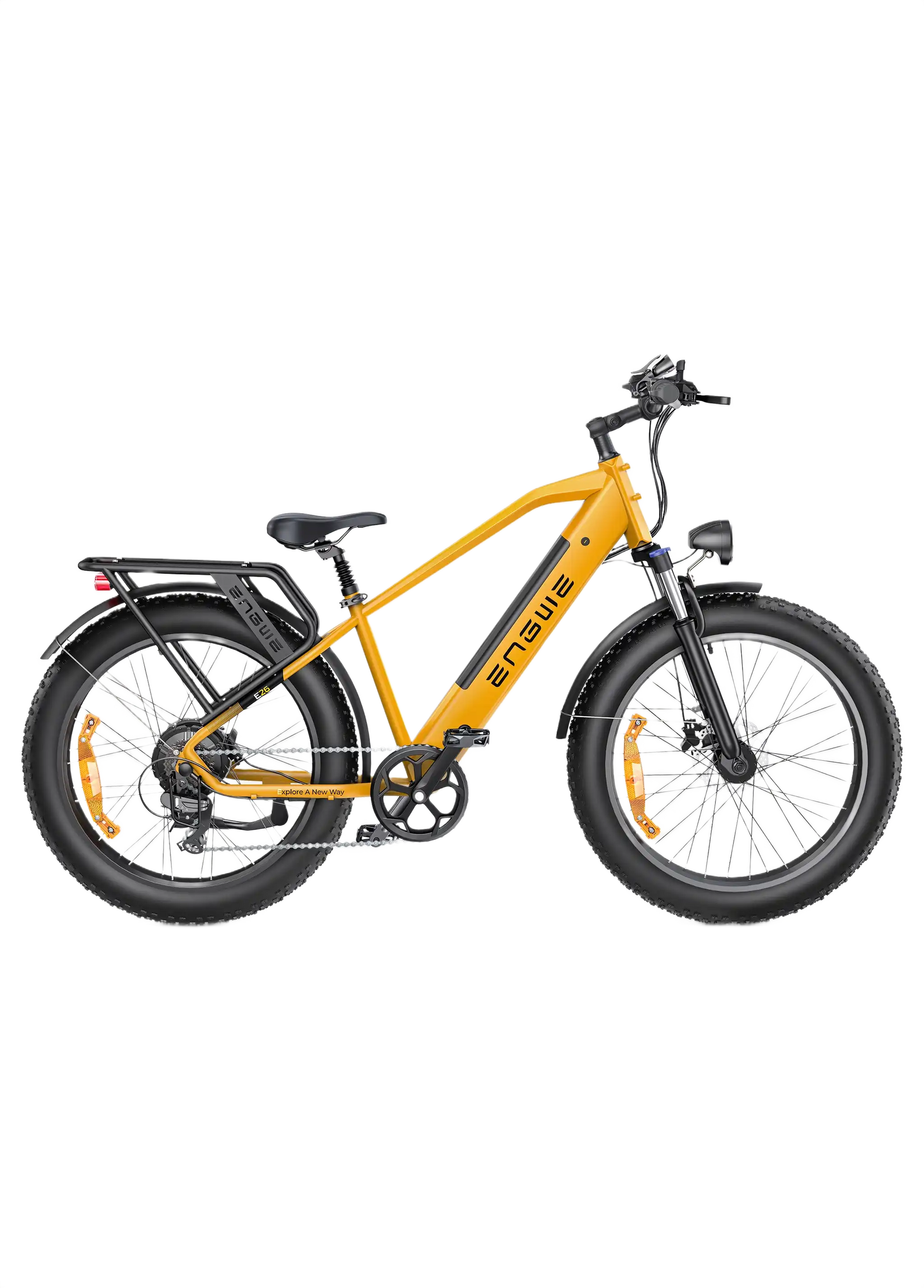 ENGWE E26 Orange electric bike with black wheels on a white background