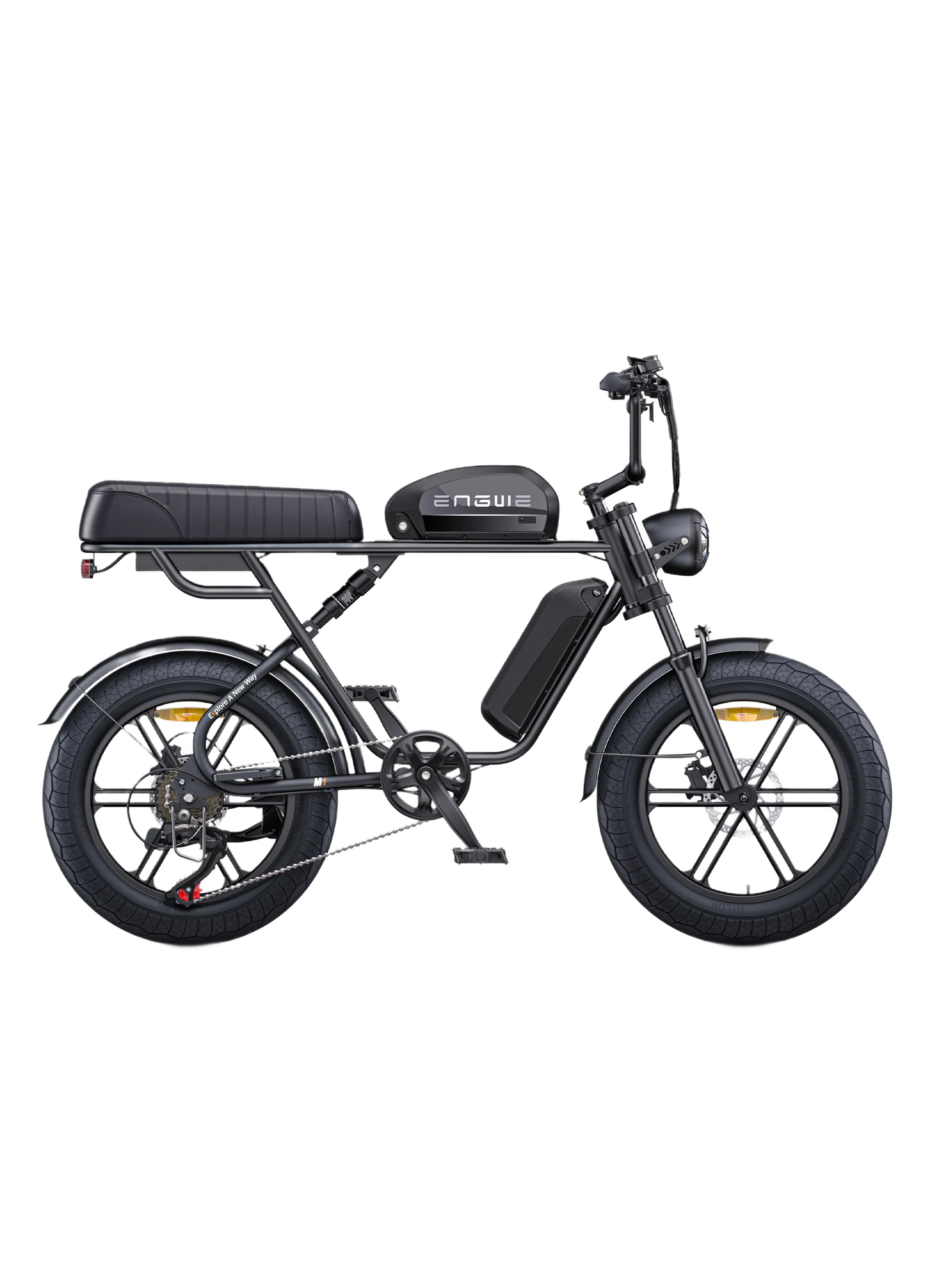 ENGWE M1 Yellow electric bike with a brown seat on a white background
