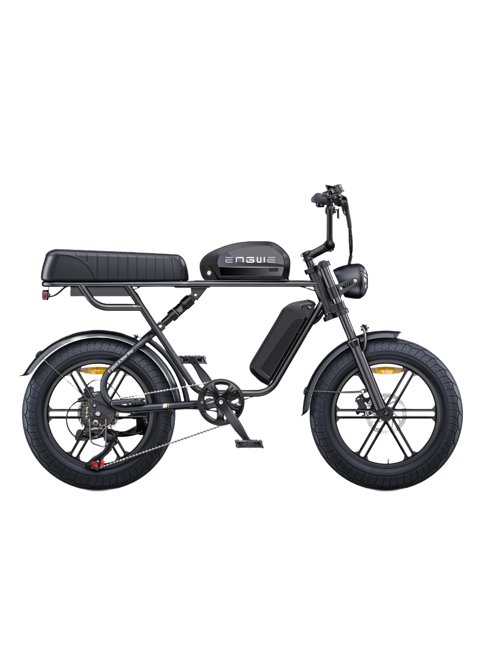 ENGWE M1 Yellow electric bike with a brown seat on a white background