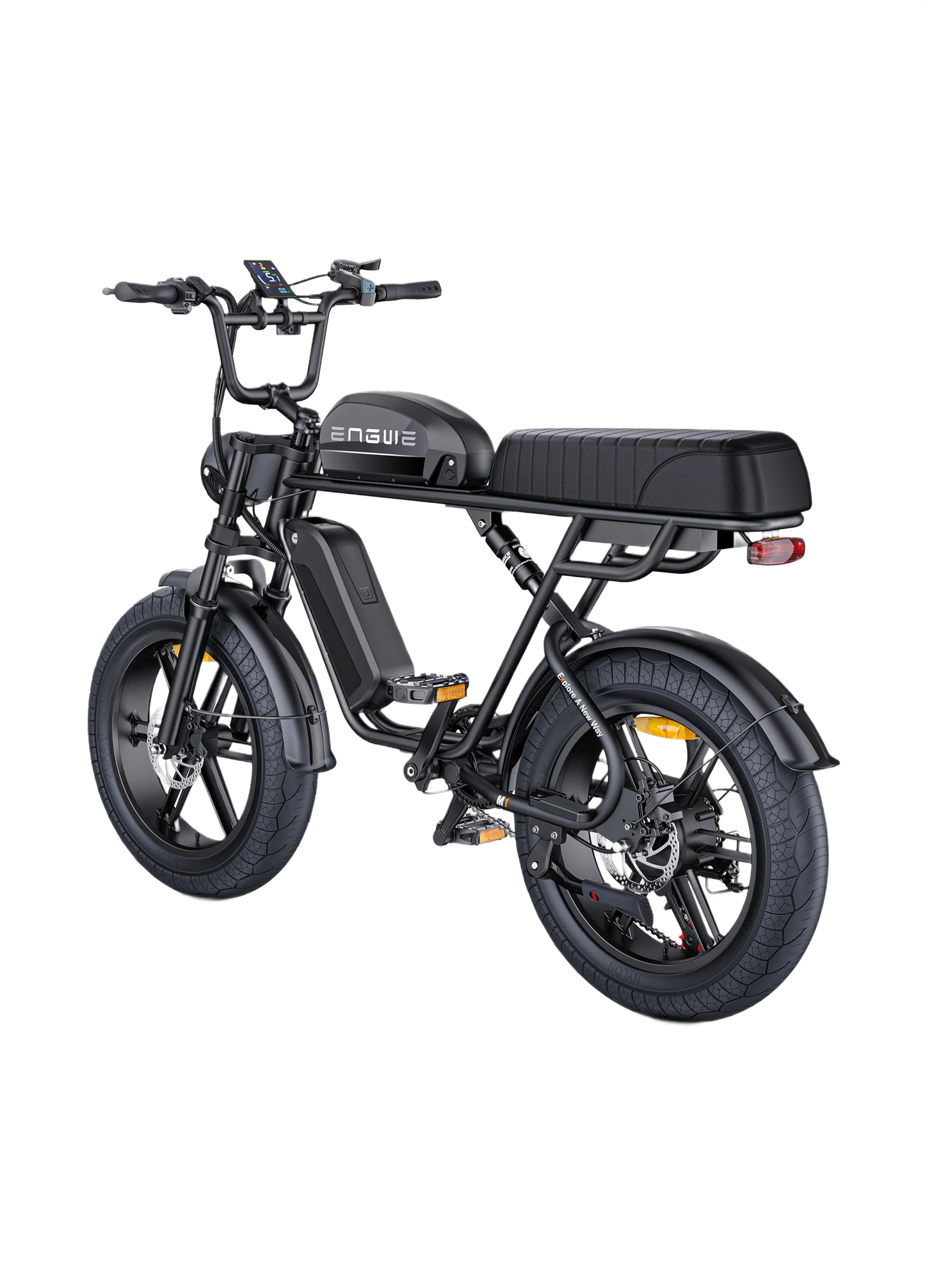 ENGWE M1 Yellow electric bike with a brown seat on a white background