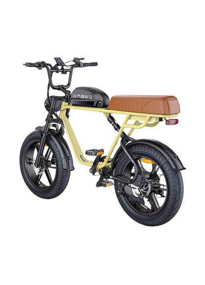 ENGWE M1 Yellow electric bike with a brown seat on a white background