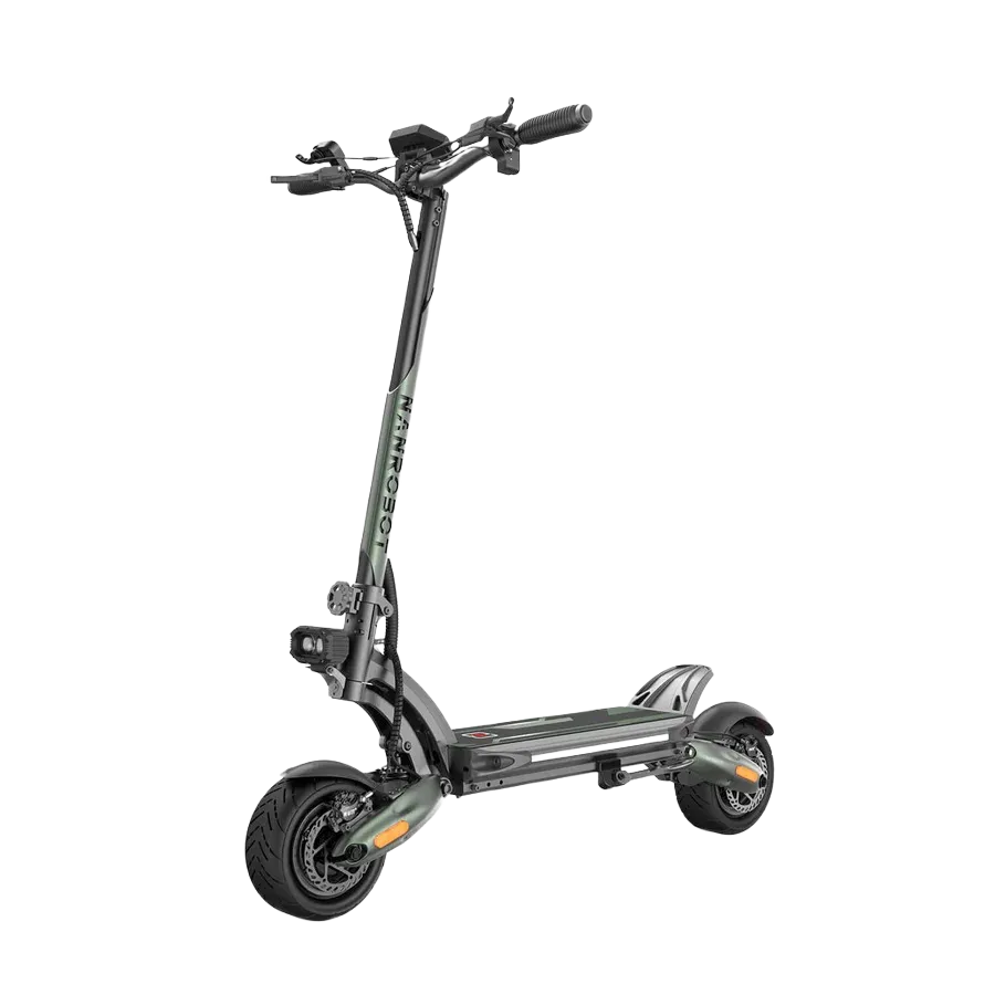 NANROBOT D6+ MAX 3000W elektritõukeratas kahe mootoriga, oliivrohelise raamiga ja 10-tolliste laiade rehvidega