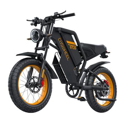 COSWHEEL GT20 MAX Black electric bike with orange rims on a white background
