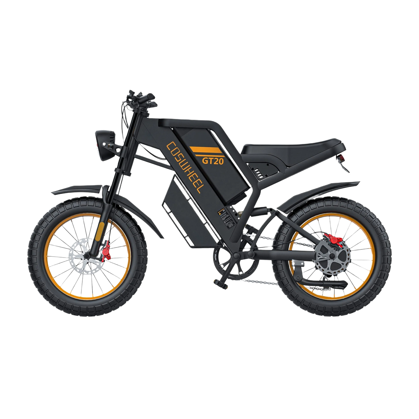 COSWHEEL GT20 PRO Black electric bike with orange rims on a white background