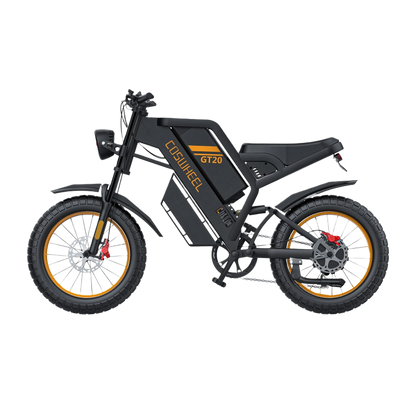 COSWHEEL GT20 PRO Black electric bike with orange rims on a white background