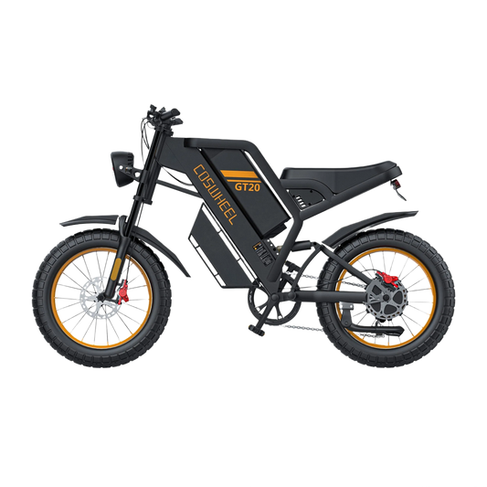COSWHEEL GT20 MAX Black electric bike with orange rims on a white background