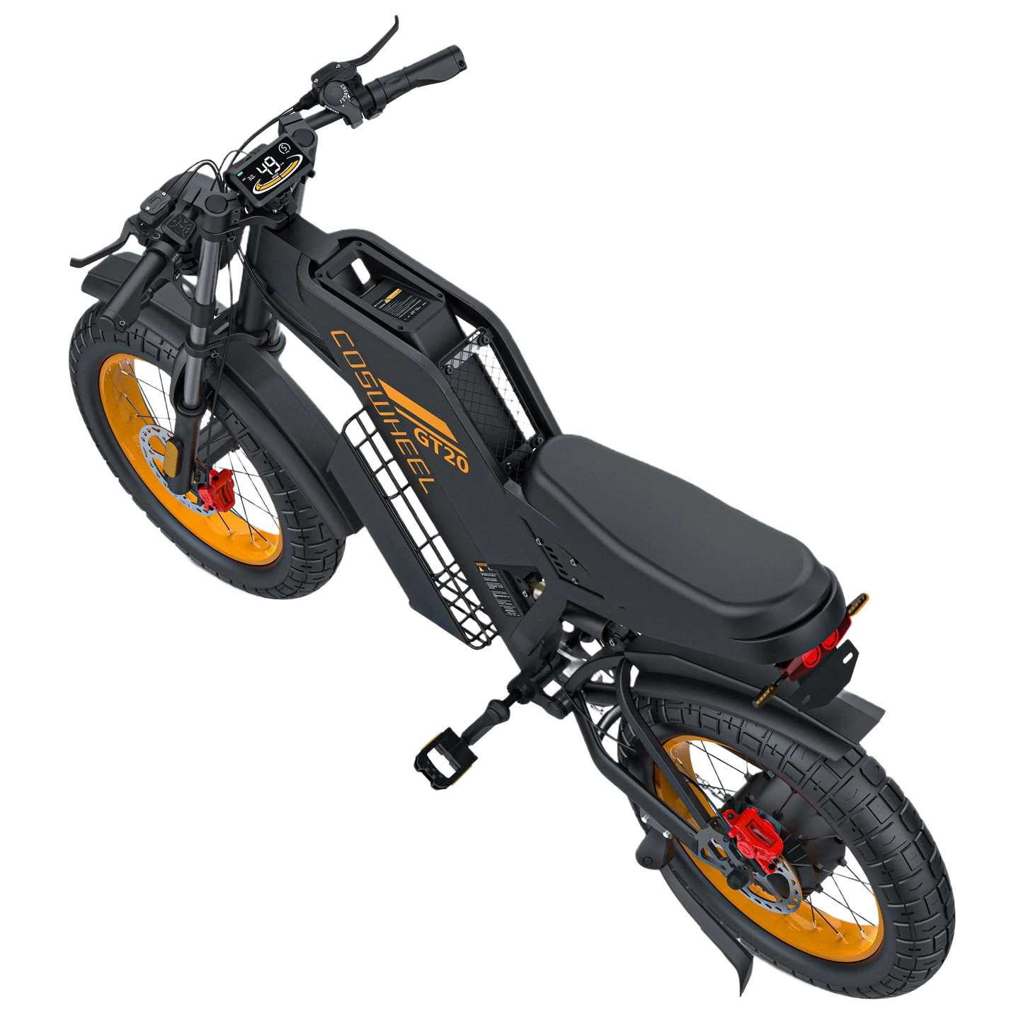 COSWHEEL GT20 PRO Black electric bike with orange rims on a white background