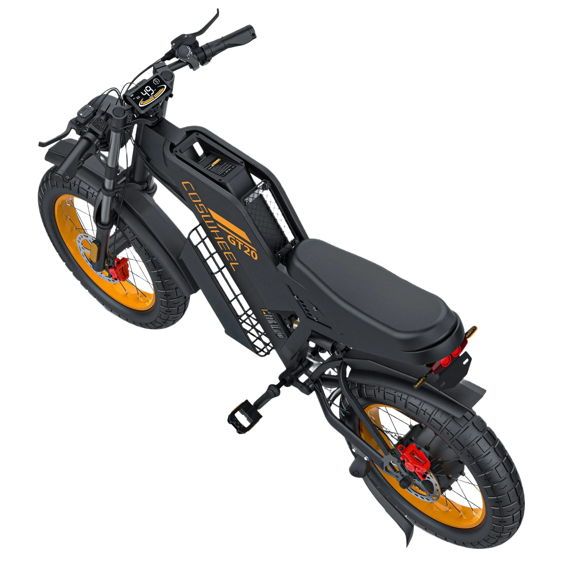 COSWHEEL GT20 PRO Black electric bike with orange rims on a white background