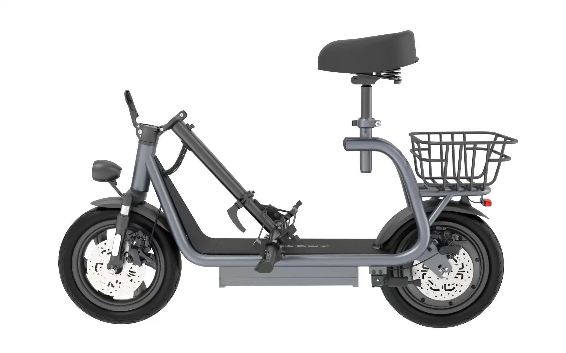 NANROBOT M5 PRO Gray electric scooter with a seat and basket on a white background