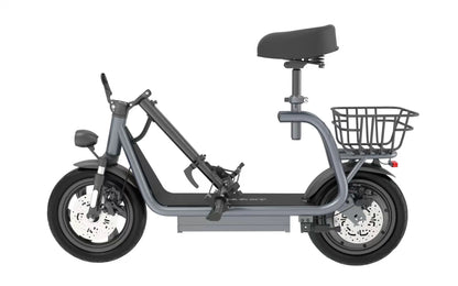NANROBOT M5 PRO Gray electric scooter with a seat and basket on a white background