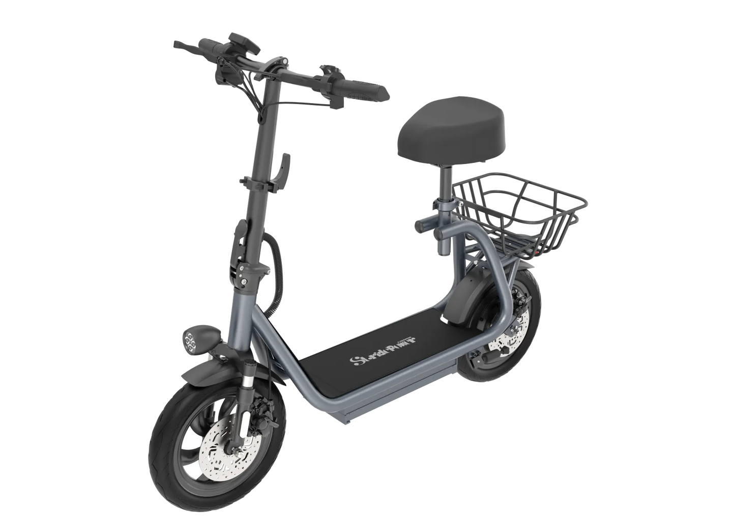 NANROBOT M5 PRO Gray electric scooter with a seat and basket on a white background