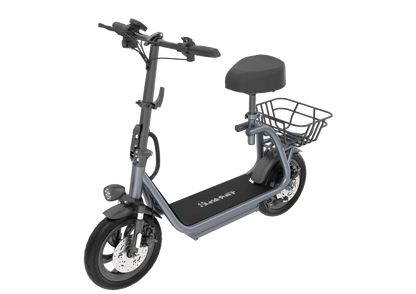 NANROBOT M5 PRO Gray electric scooter with a seat and basket on a white background