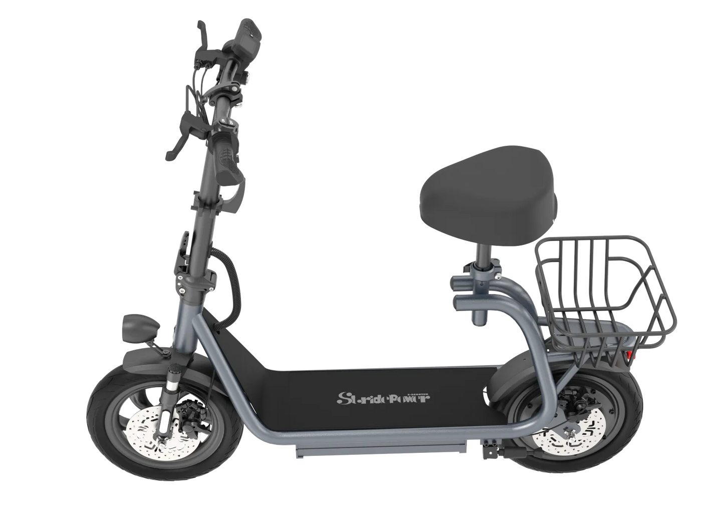NANROBOT M5 PRO Gray electric scooter with a seat and basket on a white background