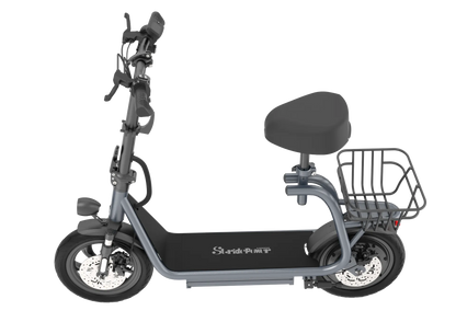NANROBOT M5 PRO Gray electric scooter with a seat and basket on a white background
