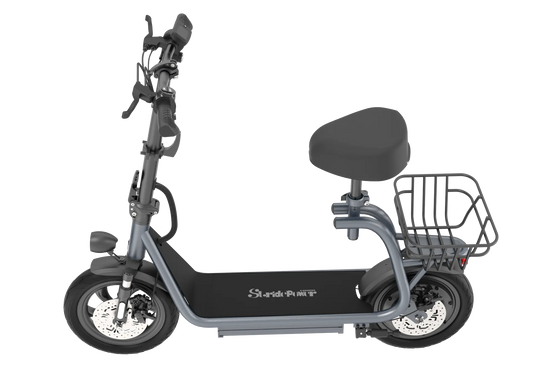 NANROBOT M5 PRO Gray electric scooter with a seat and basket on a white background