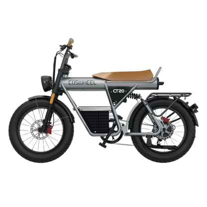 COSWHEEL CT20 electric bike with a brown seat on a white background