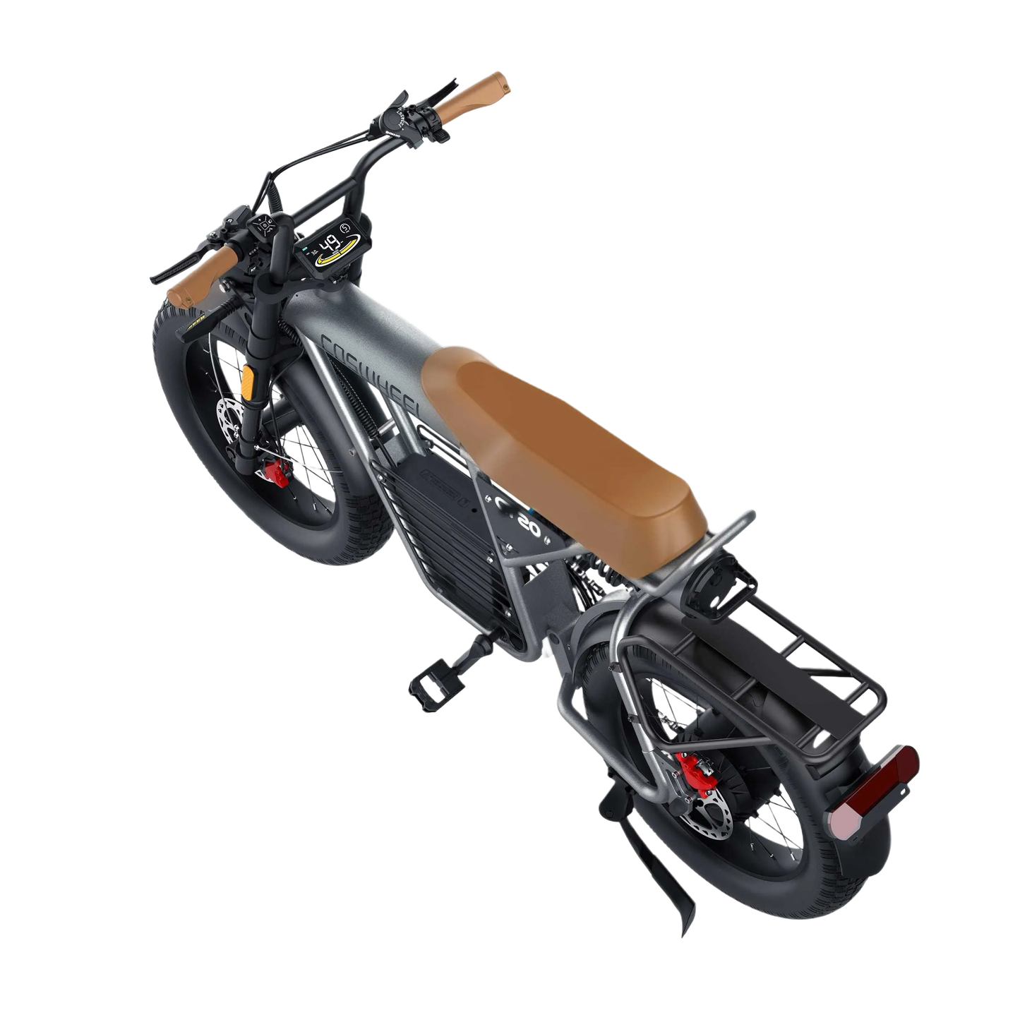 COSWHEEL CT20 electric bike with a brown seat on a white background